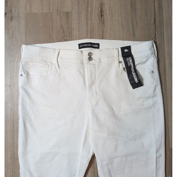 NWT Express Jeans Cropped Legging Plus Size 18 White Mid Rise Stretch $80 Preppy - Picture 3 of 12